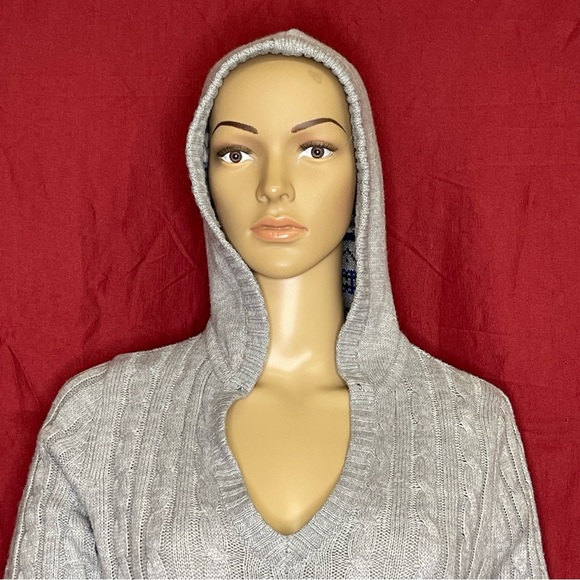 Dressbarn Gray and Blue Hooded Sweater - Picture 2 of 8